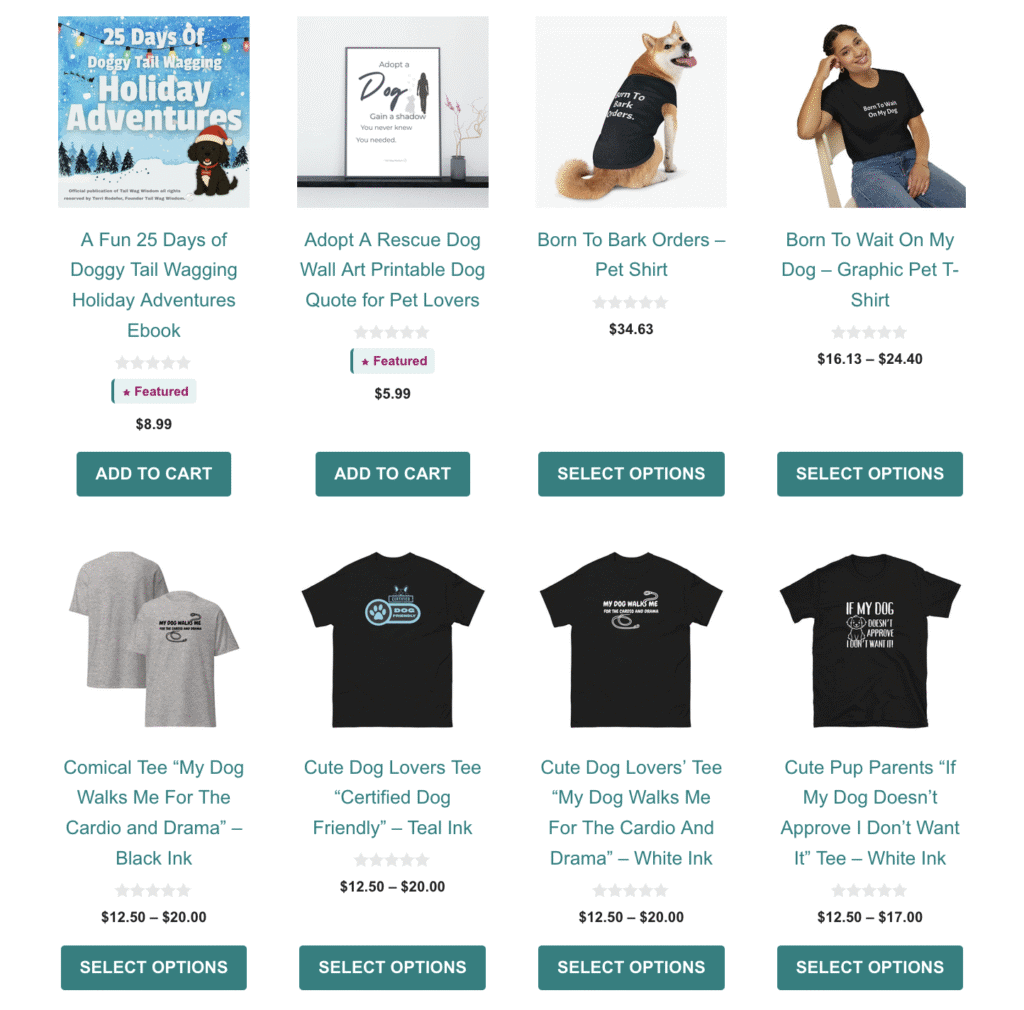 Tail Wag Wisdom shop with dog lover gifts that give back