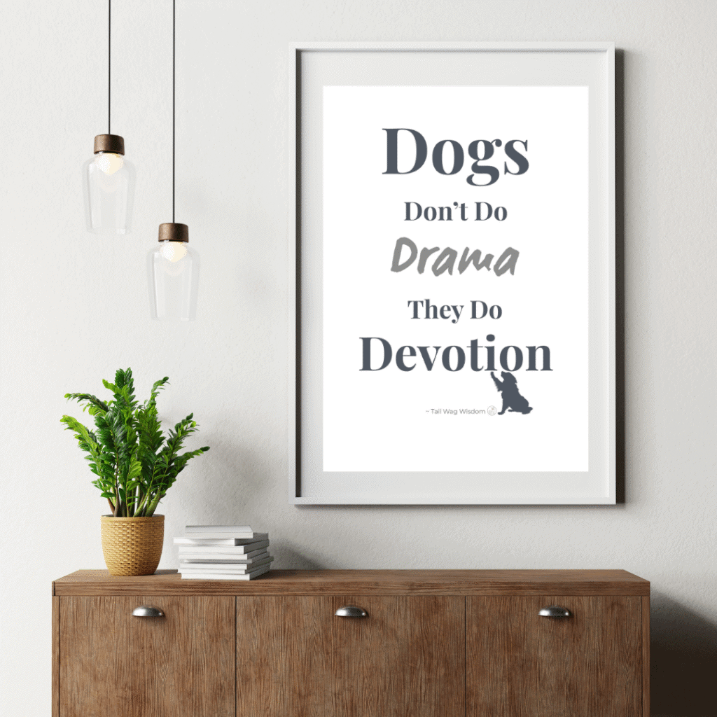 dog wall art printable with graphic displayed in a frame and hung on a wall
