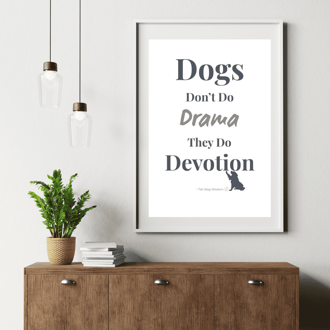 dog wall art printable with graphic displayed in a frame and hung on a wall